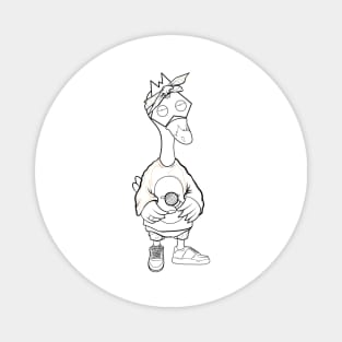 Super dope Slluks character gangster duckie chilling ink-pencil black-and-white  illustration Magnet